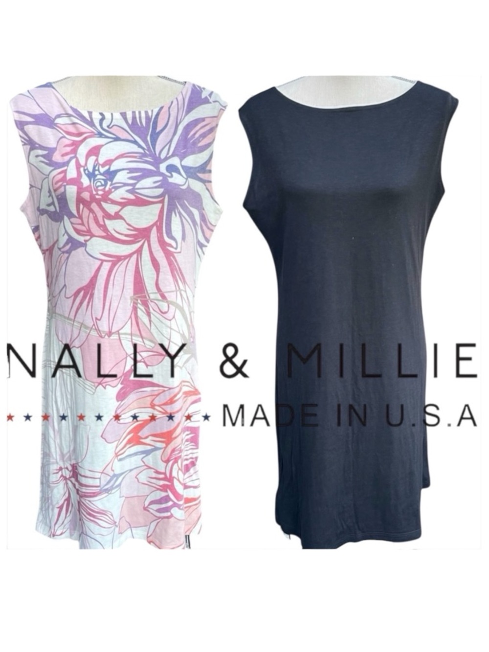 NWT Nally & Millie Black/Pastel Floral Reversible Sleeveless Dress (XL)